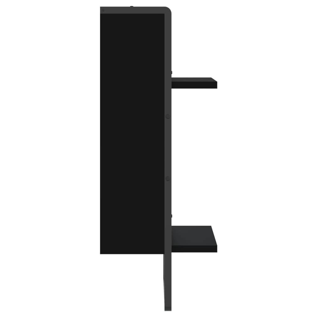 Wall shelf with rod black 30x25x65 cm