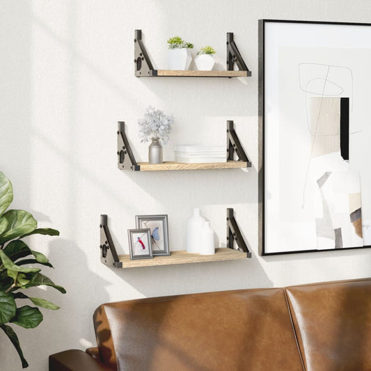 3-piece wall shelf set Sonoma oak wood material
