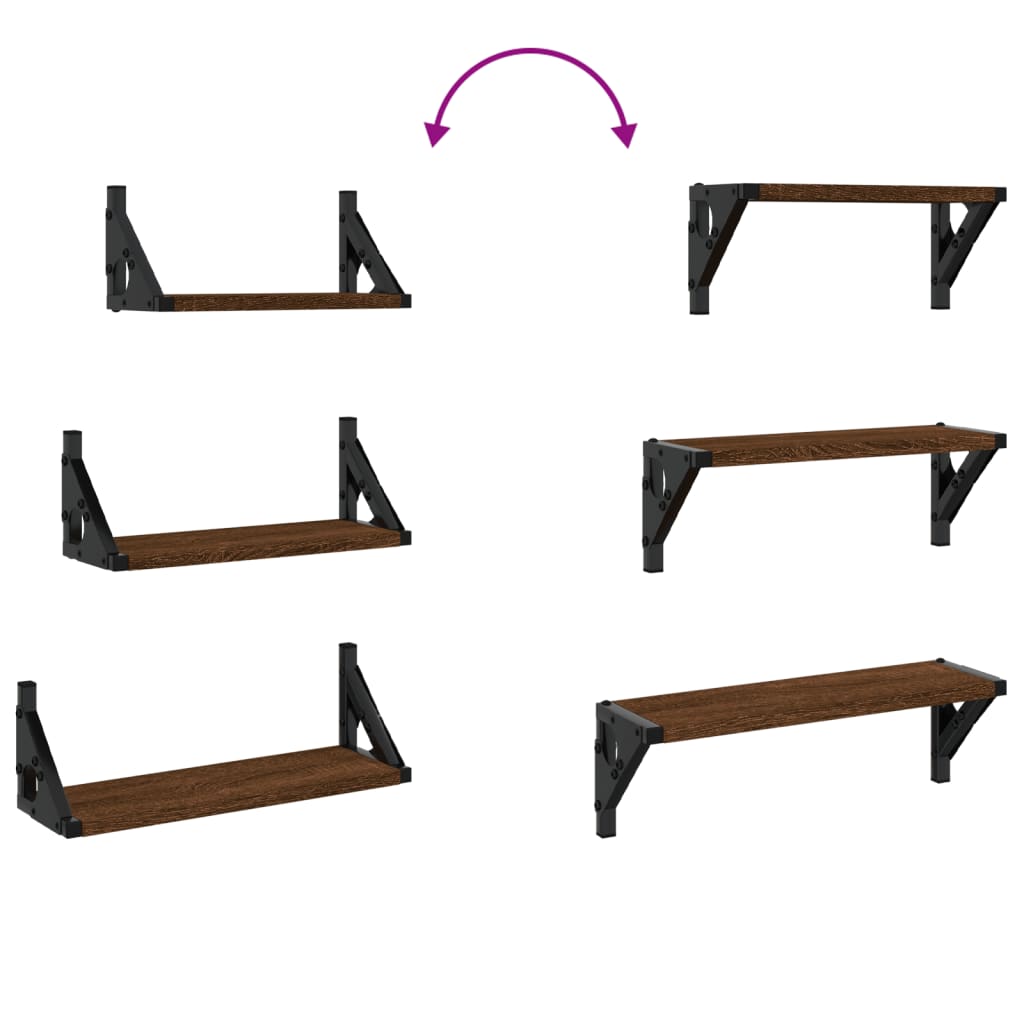 3-tlg. Wandregal-Set Braun Eichen-Optik Holzwerkstoff