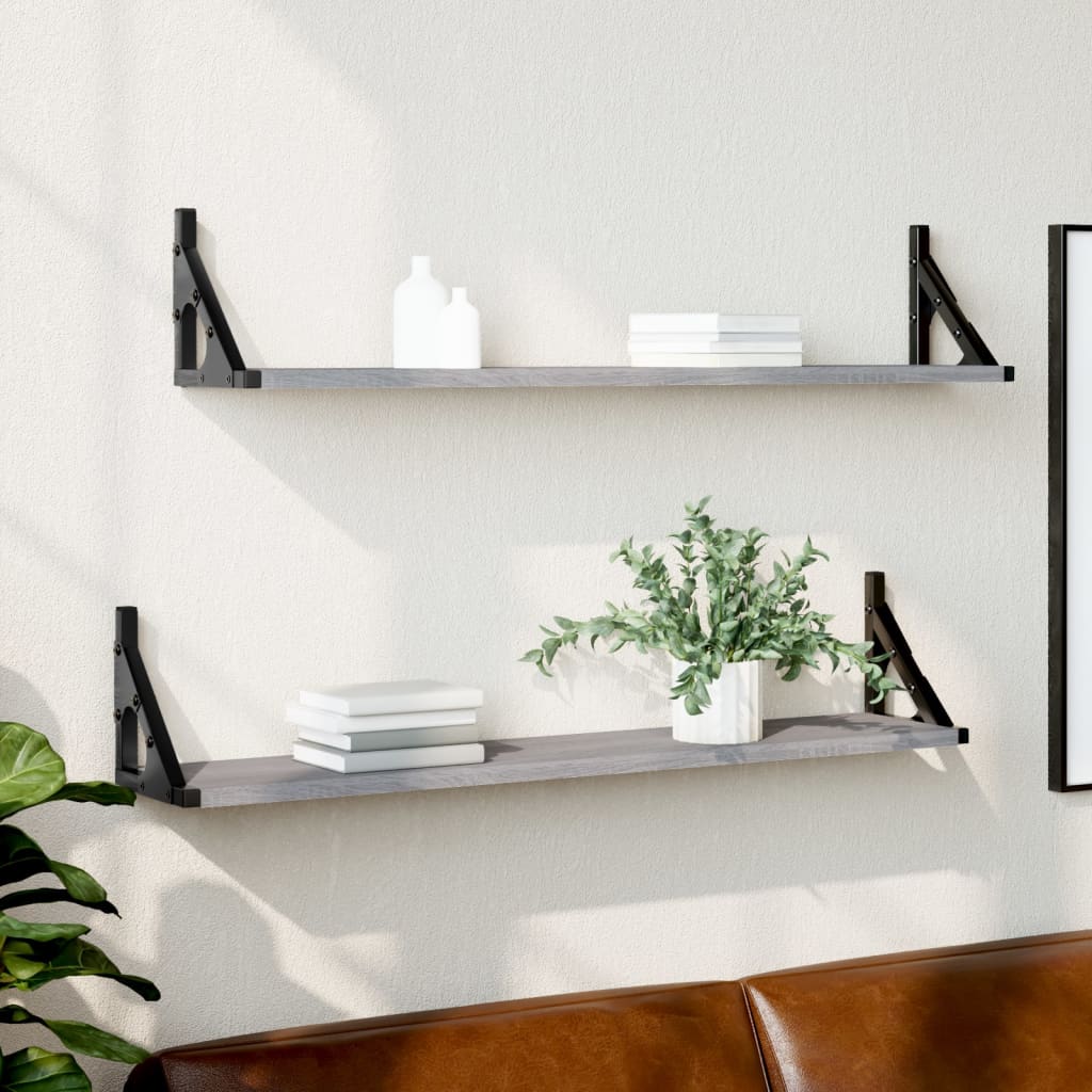 Wall shelves 2 pcs. Gray Sonoma 80x15x15.5 cm wood material