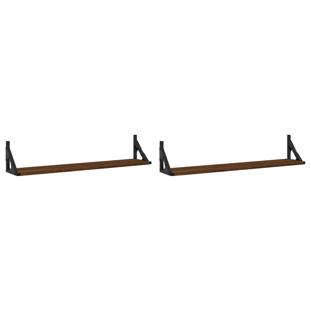 Wandregale 2 Stk. Braun Eichen-Optik 80x15x15,5cm Holzwerkstoff