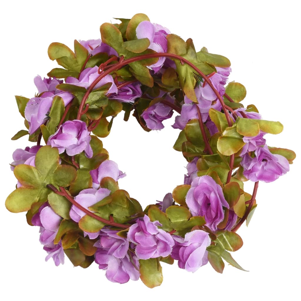 Couronnes de Noël fleurs 6 pcs violet clair 250 cm