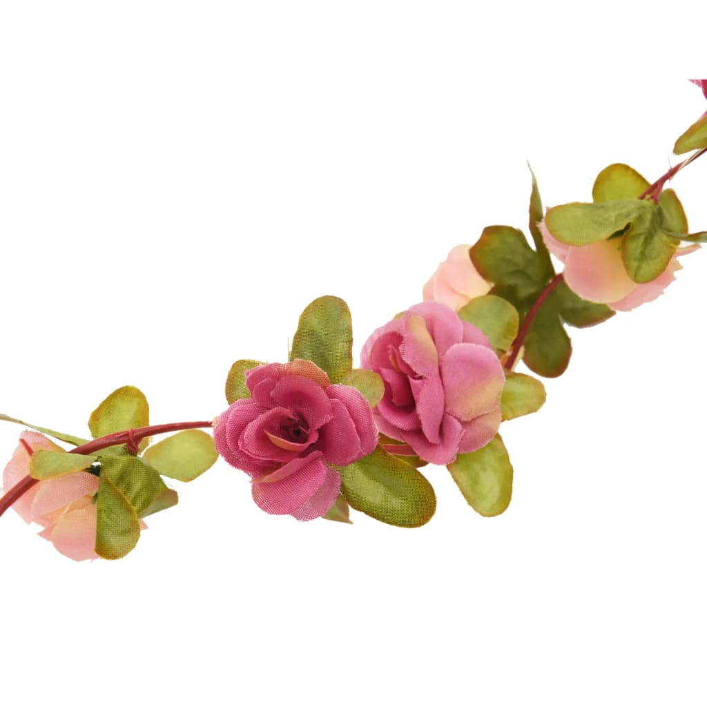 Couronnes de Noël fleurs 6 pcs rose 250 cm