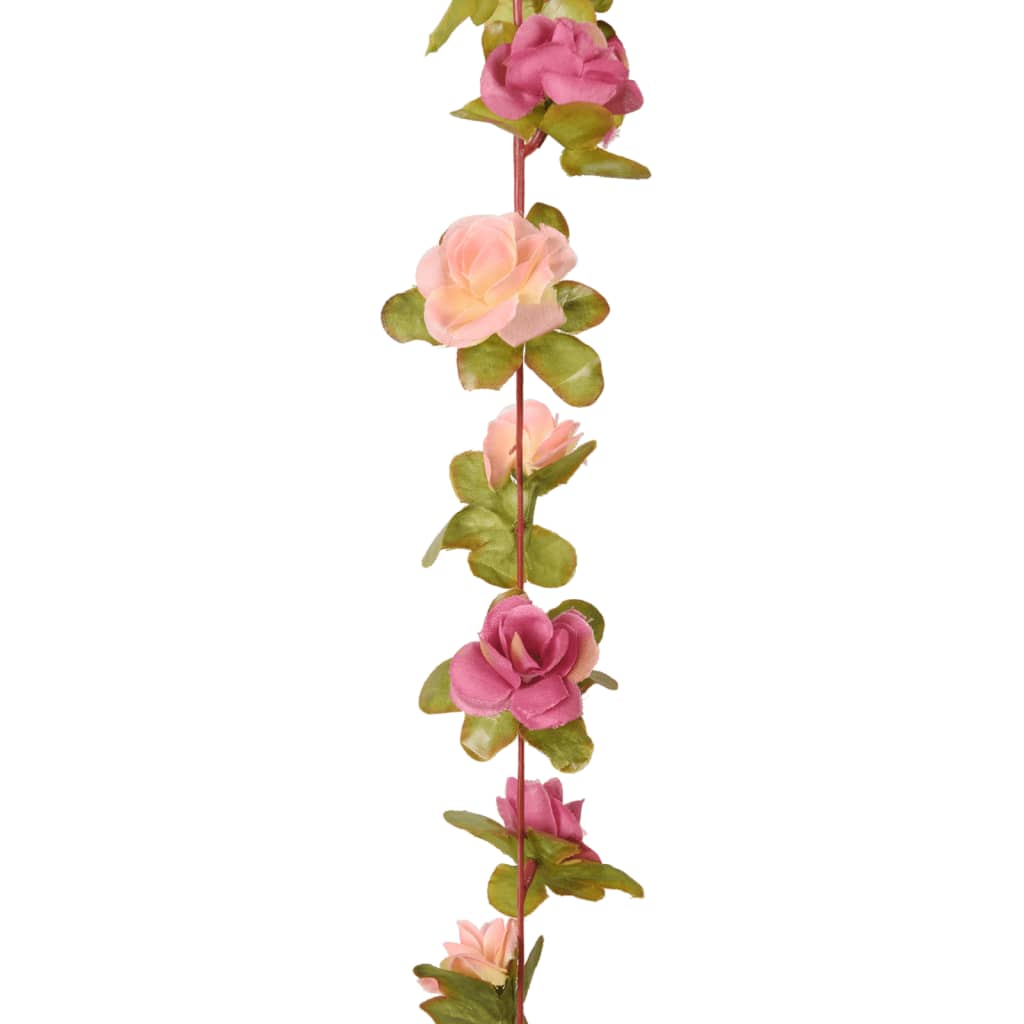 Couronnes de Noël fleurs 6 pcs rose 250 cm