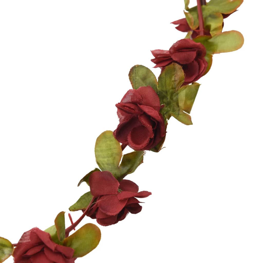 Couronnes de Noël fleurs 6 pcs Rouge vin 250 cm