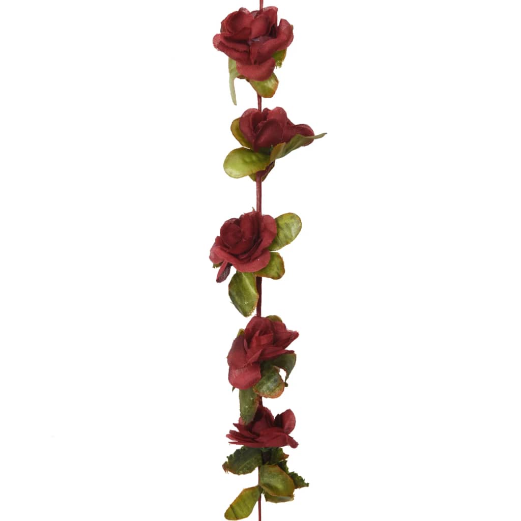 Couronnes de Noël fleurs 6 pcs Rouge vin 250 cm