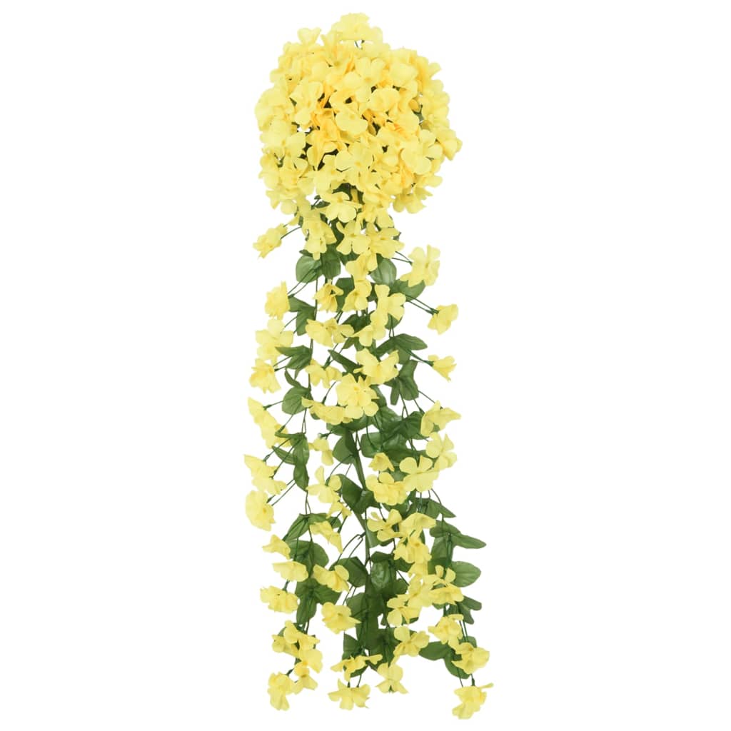 Couronnes de Noël fleurs 3 pcs jaune 85 cm