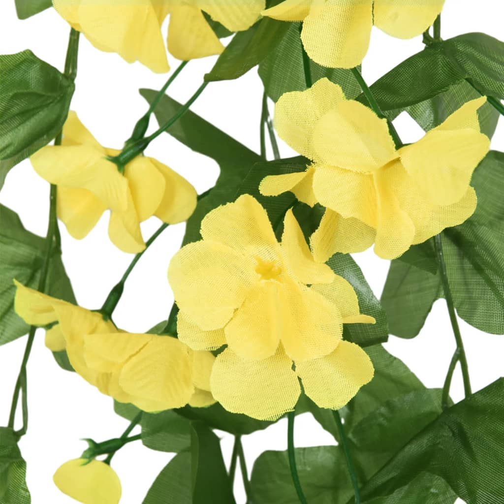 Couronnes de Noël fleurs 3 pcs jaune 85 cm