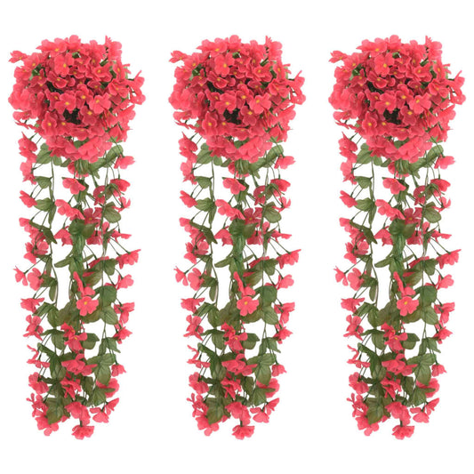 Couronnes de Noël fleurs 3 pcs rose rouge 85 cm