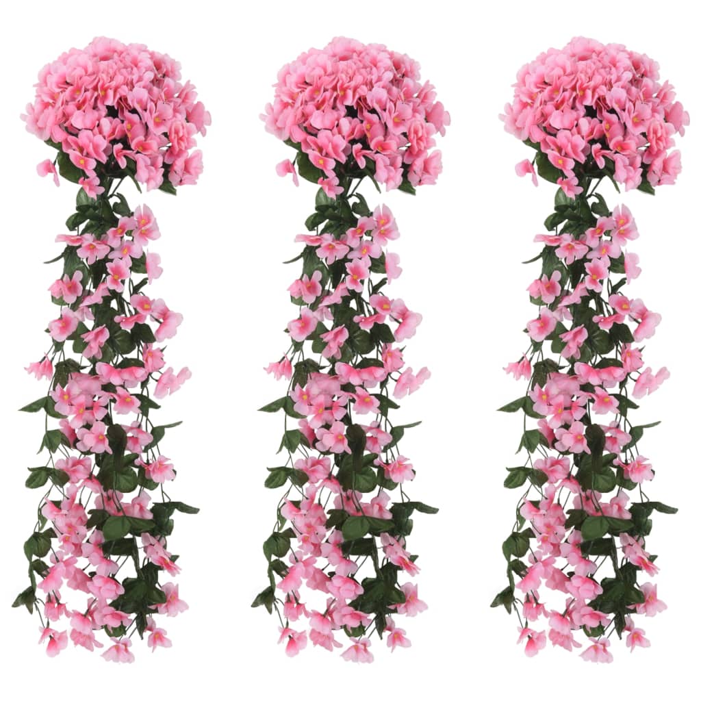 Couronnes de Noël fleurs 3 pcs rose 85 cm