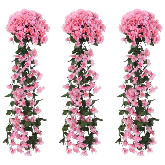 Couronnes de Noël fleurs 3 pcs rose 85 cm