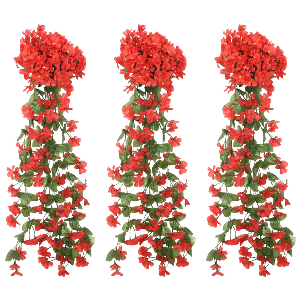 Weihnachtskränze Blumen 3 Stk. Rot 85 cm