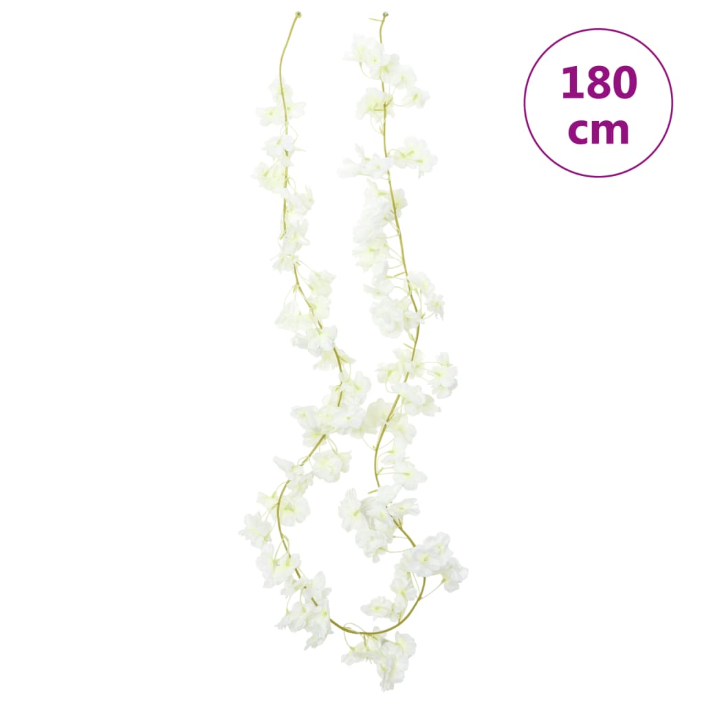 Couronnes de Noël fleurs 6 pcs Blanc 180 cm