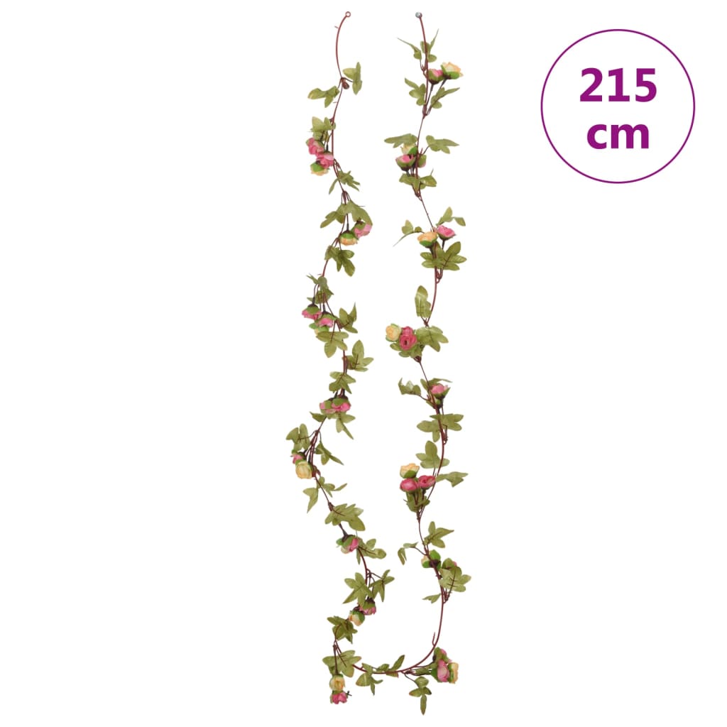 Couronnes de Noël fleurs 6 pcs rose 215 cm