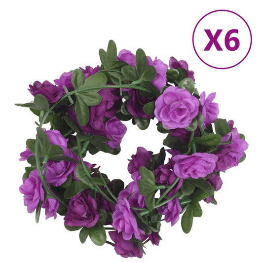 Couronnes de Noël fleurs 6 pcs violet clair 240 cm