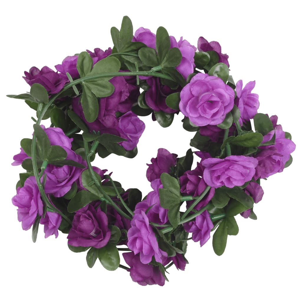 Couronnes de Noël fleurs 6 pcs violet clair 240 cm