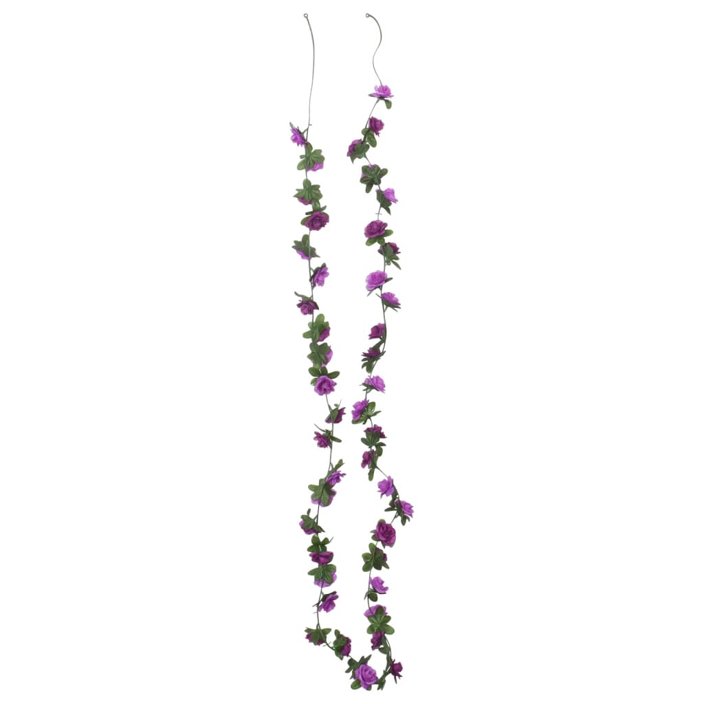 Couronnes de Noël fleurs 6 pcs violet clair 240 cm