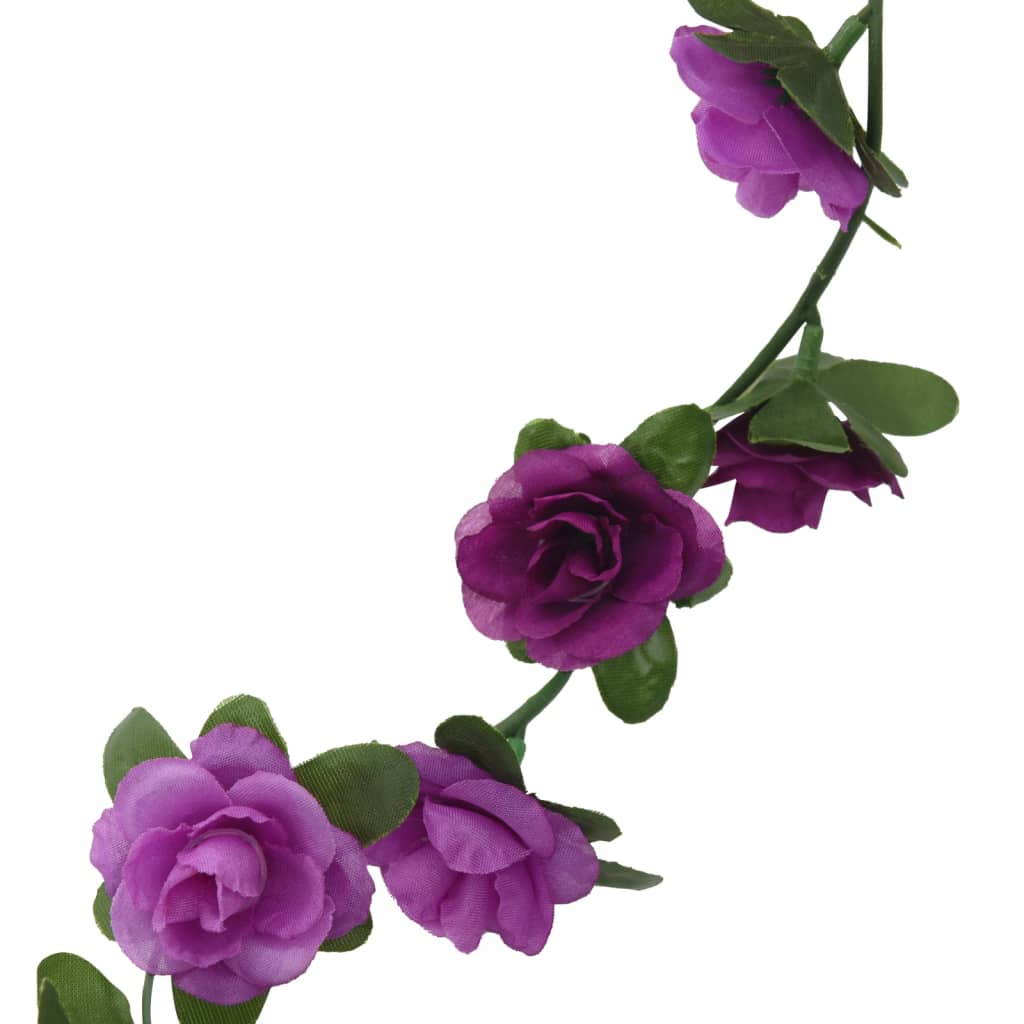 Couronnes de Noël fleurs 6 pcs violet clair 240 cm