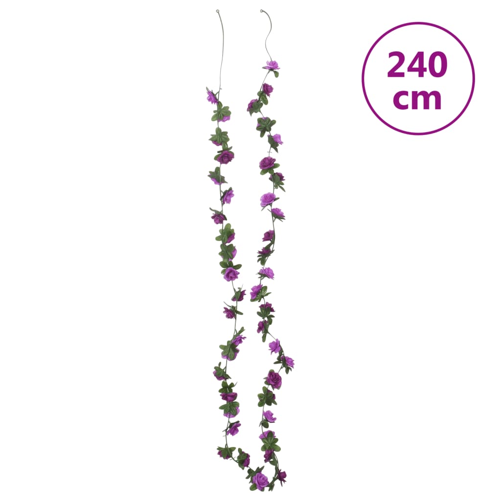 Couronnes de Noël fleurs 6 pcs violet clair 240 cm