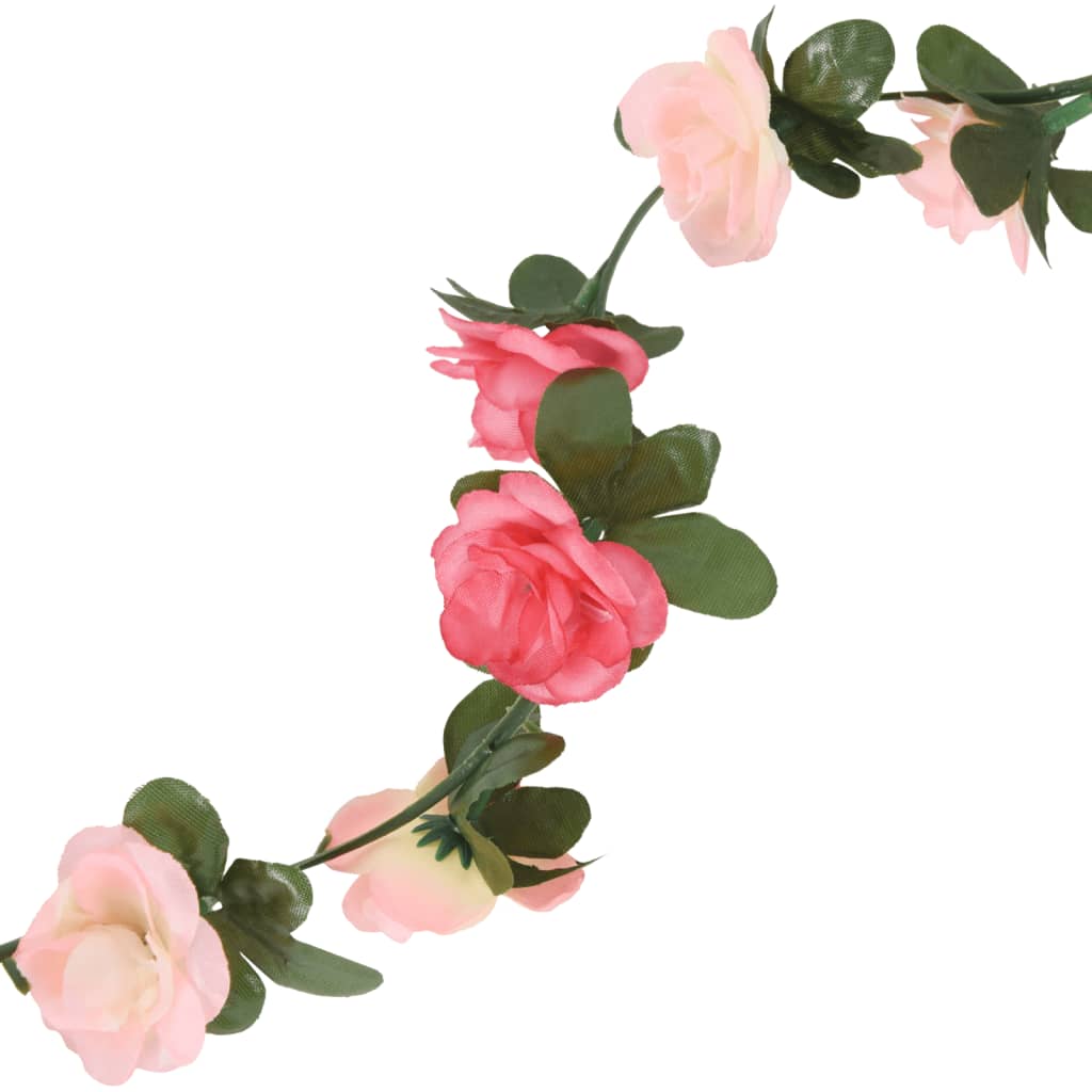 Couronnes de Noël fleurs 6 pcs rose rouge 240 cm