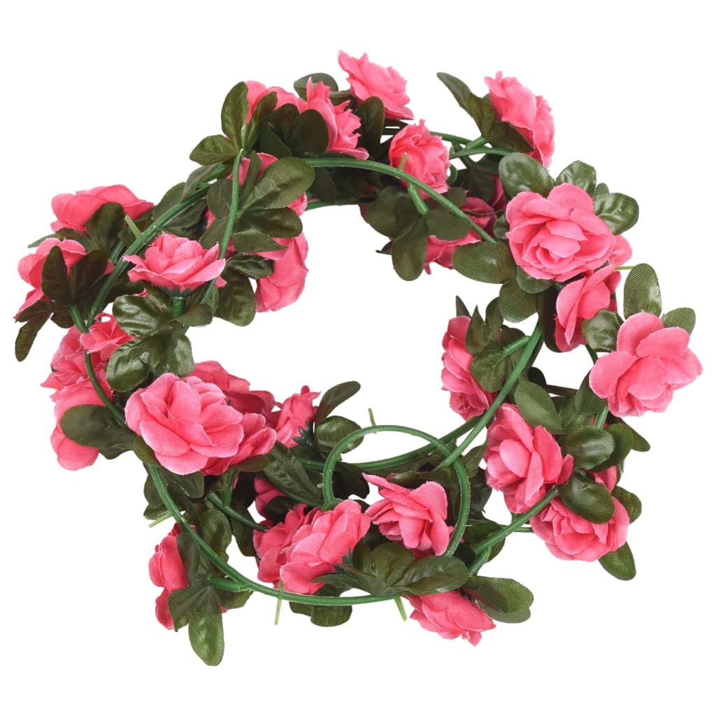 Couronnes de Noël fleurs 6 pcs rose 240 cm