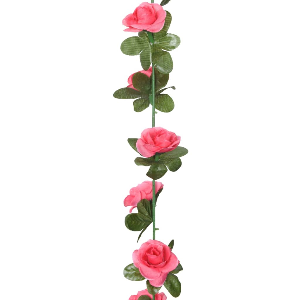 Couronnes de Noël fleurs 6 pcs rose 240 cm