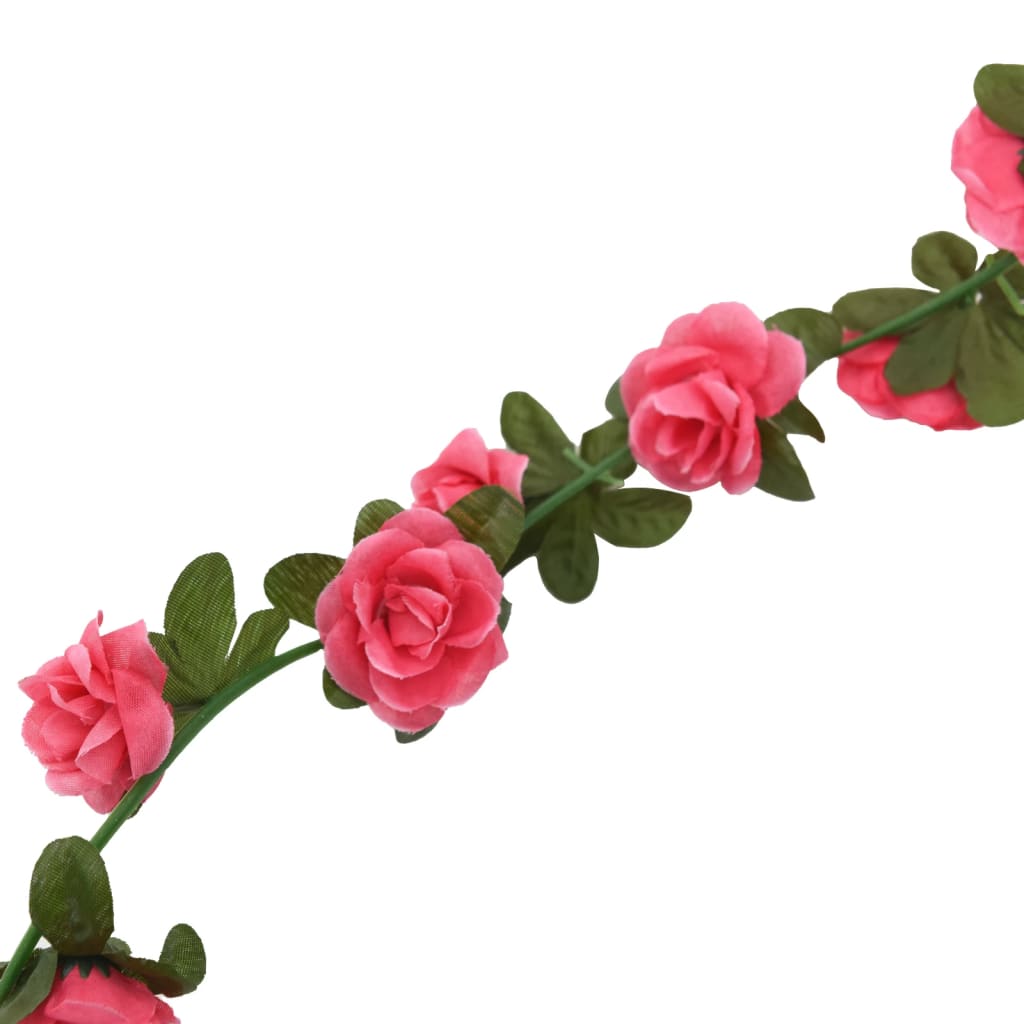 Couronnes de Noël fleurs 6 pcs rose 240 cm