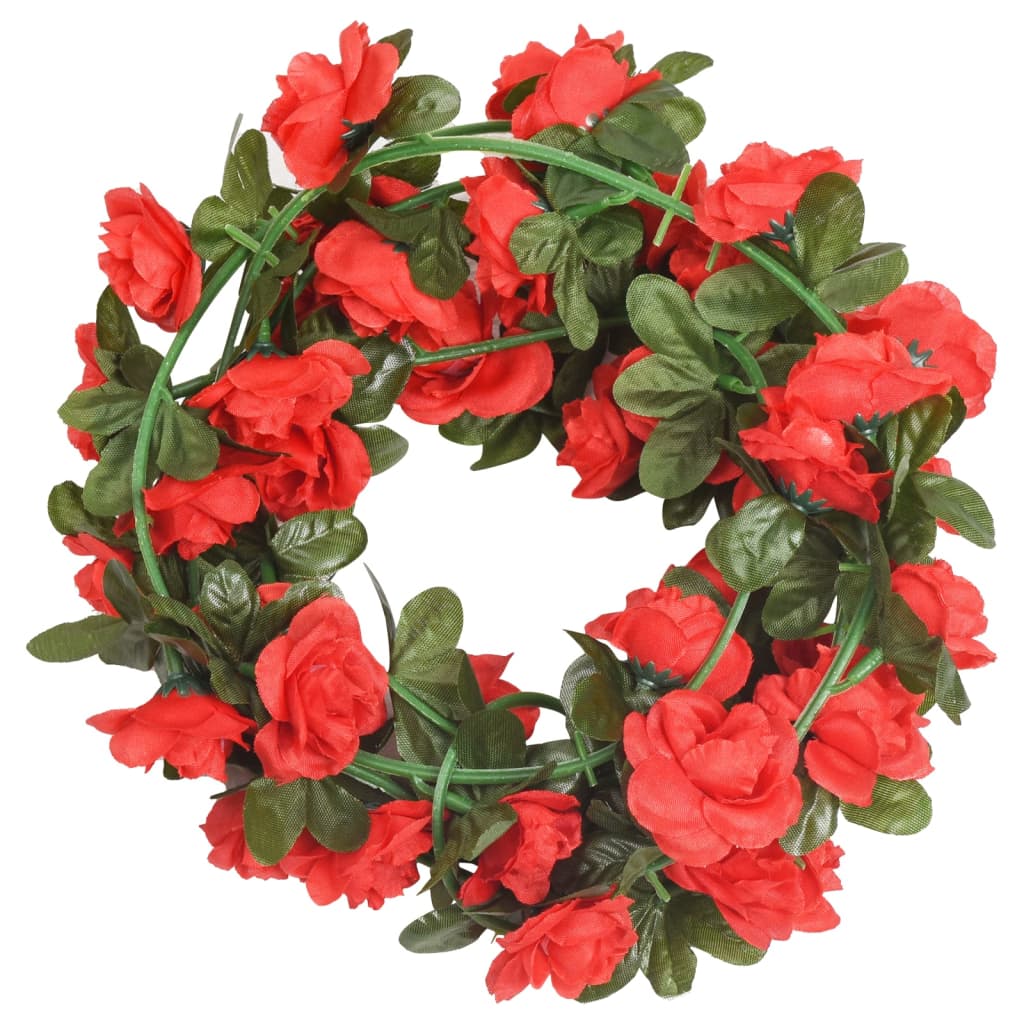 Couronnes de Noël fleurs 6 pcs rouge 240 cm