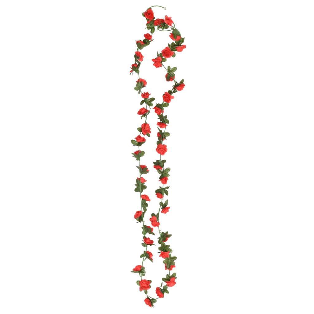 Couronnes de Noël fleurs 6 pcs rouge 240 cm