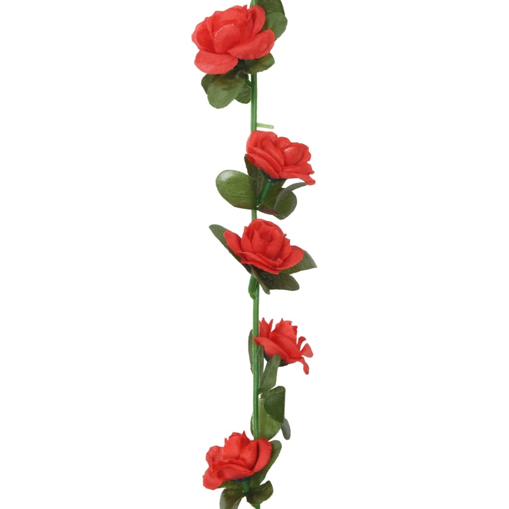 Couronnes de Noël fleurs 6 pcs rouge 240 cm