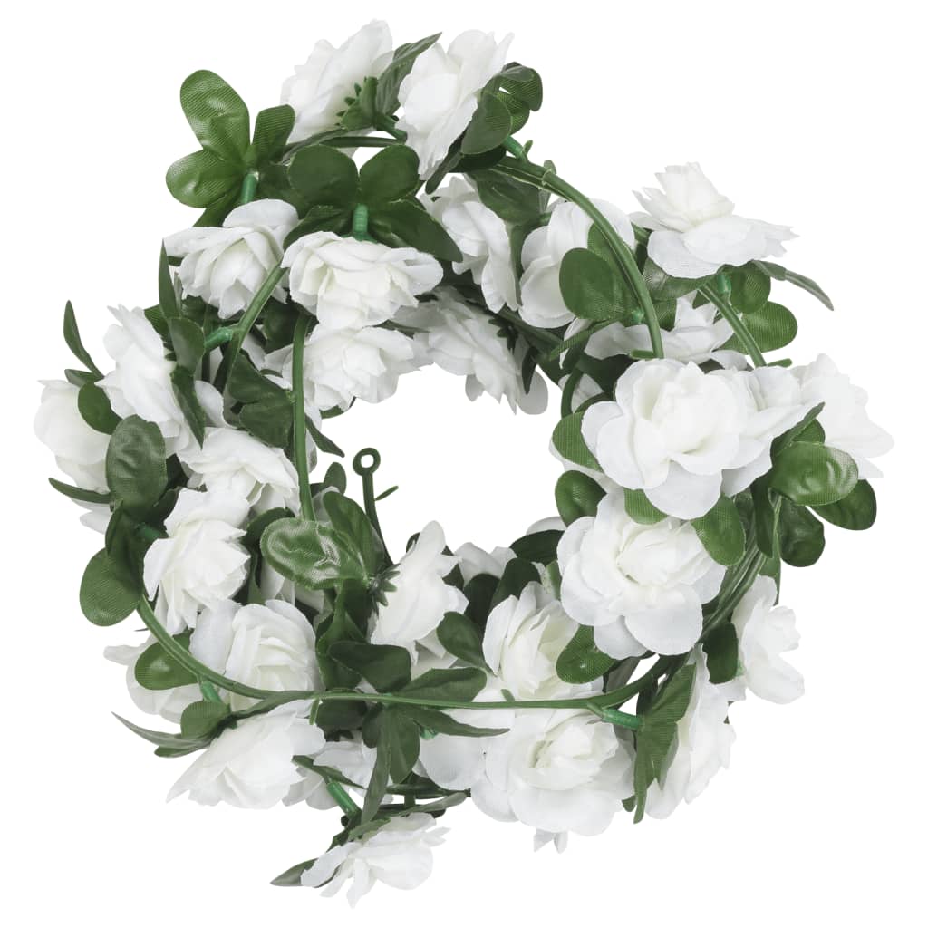 Couronnes de Noël fleurs 6 pcs Blanc 240 cm