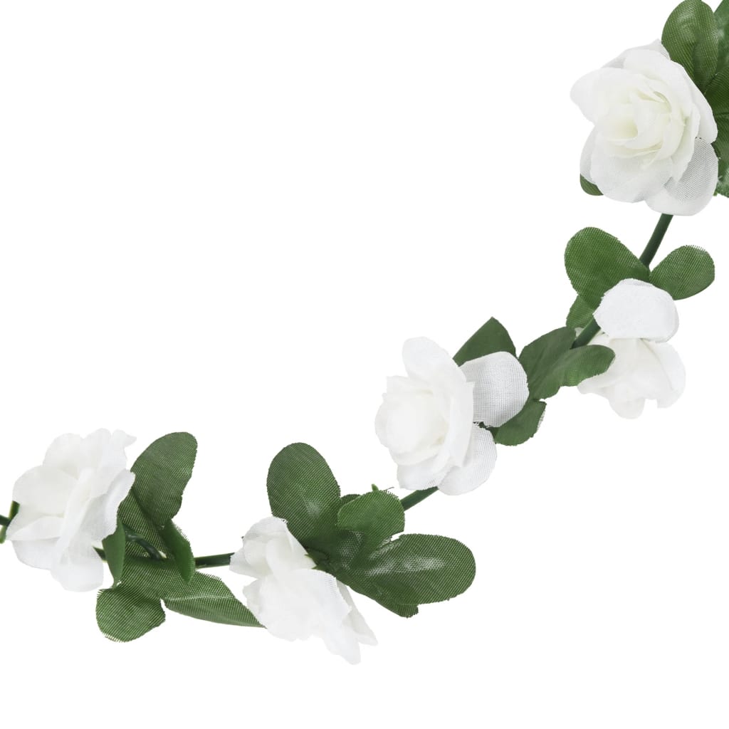 Couronnes de Noël fleurs 6 pcs Blanc 240 cm