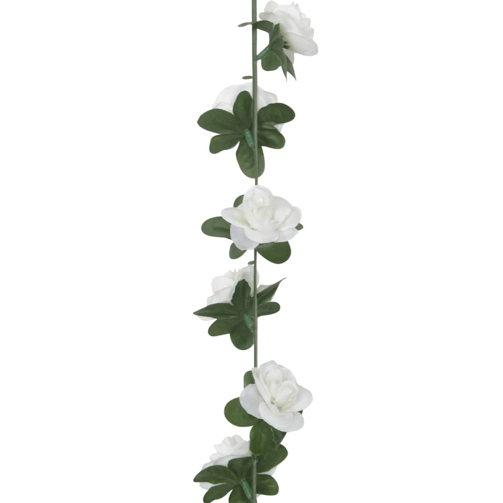 Couronnes de Noël fleurs 6 pcs Blanc 240 cm