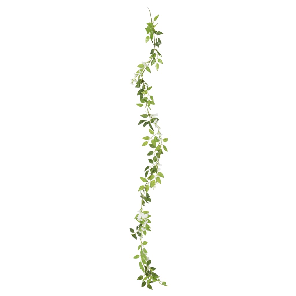 Couronnes de Noël fleurs 6 pcs Blanc 200 cm