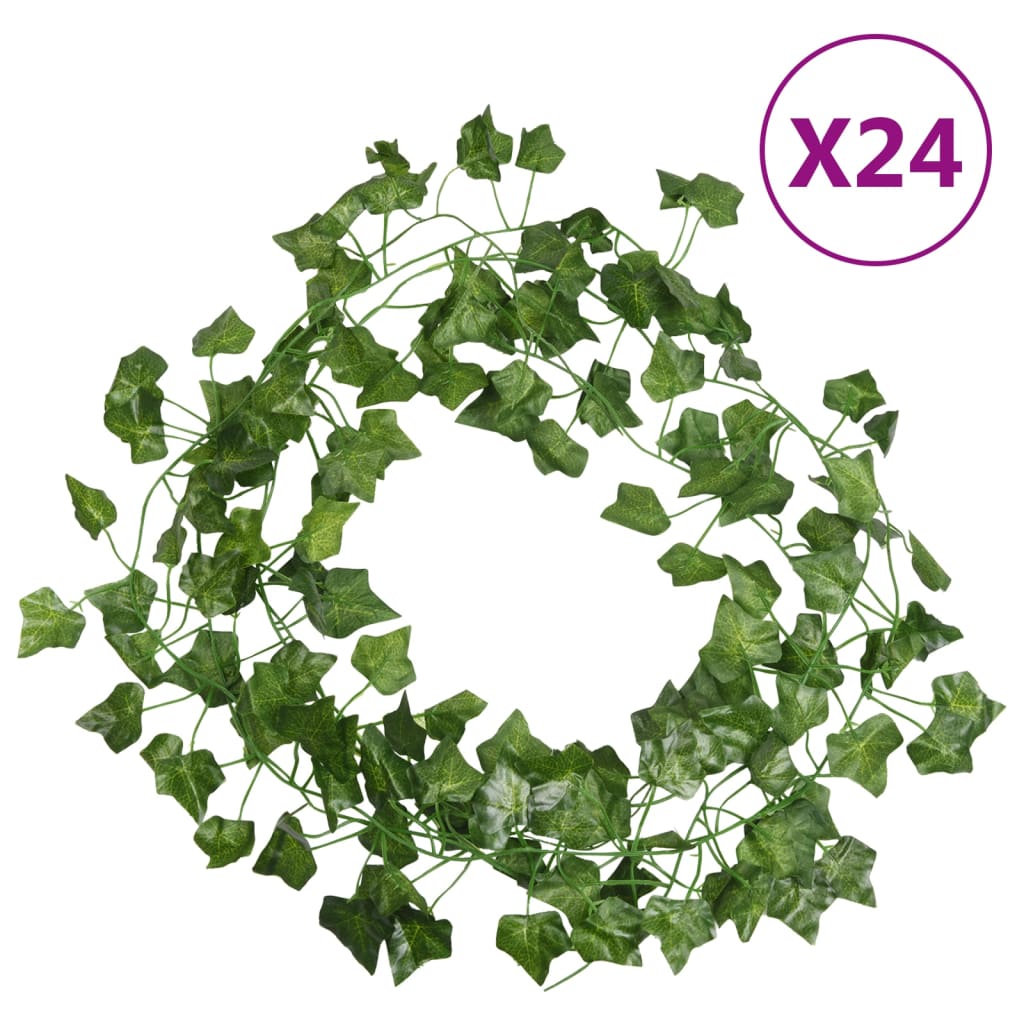 Couronnes de Noël lierre 24 pcs Vert 200 cm