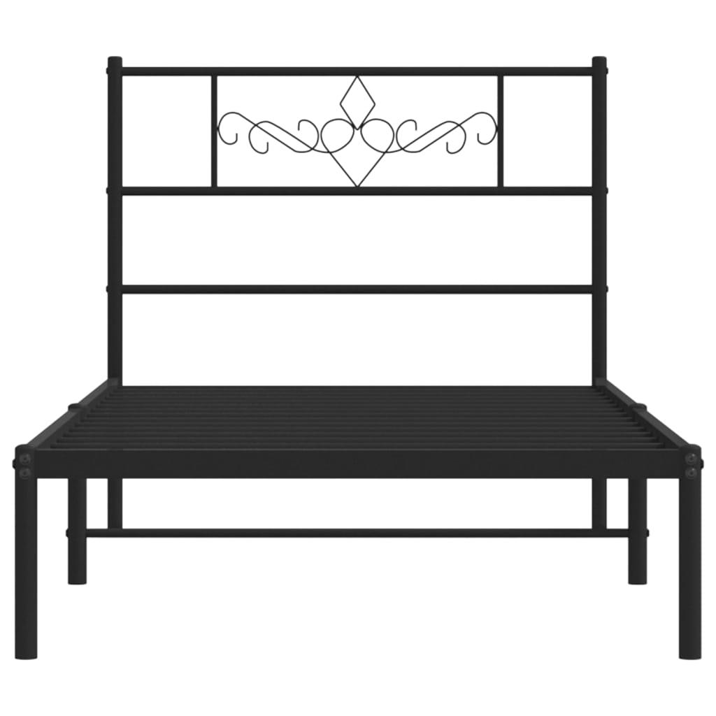 Bed frame with headboard metal black 80x200 cm