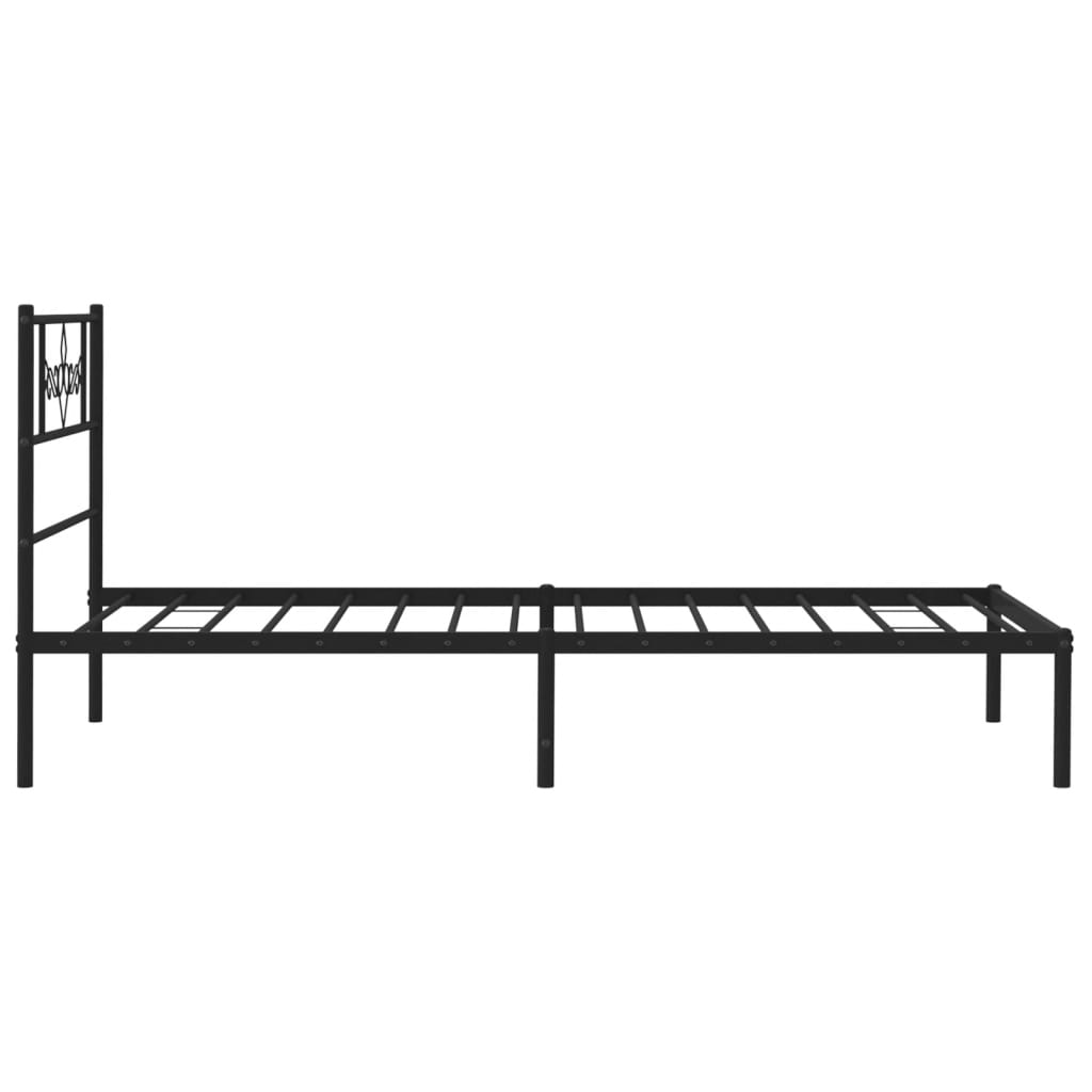 Bed frame with headboard metal black 80x200 cm