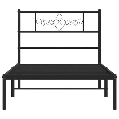 Bettgestell mit Kopfteil Metall Schwarz 90x190 cm