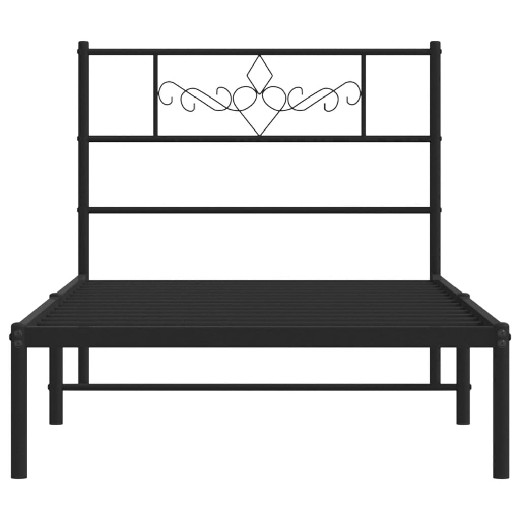 Bed frame with headboard metal black 90x200 cm