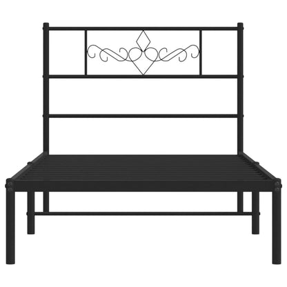 Bettgestell mit Kopfteil Metall Schwarz 90x200 cm
