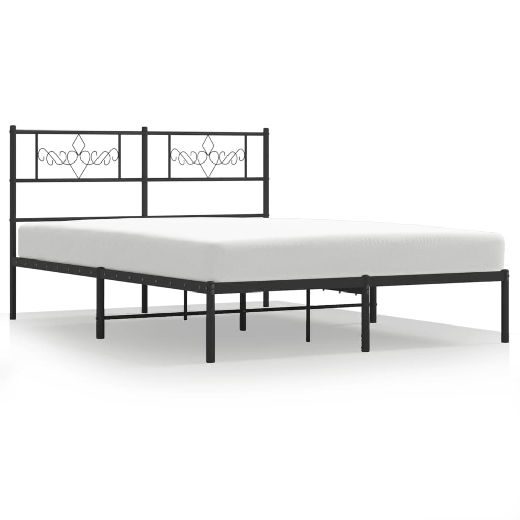 Bed frame with headboard metal black 160x200 cm