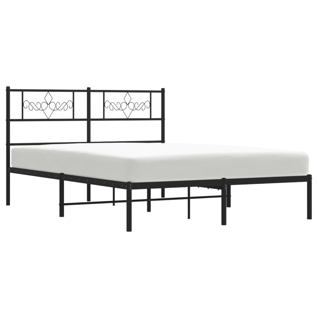 Bed frame with headboard metal black 160x200 cm