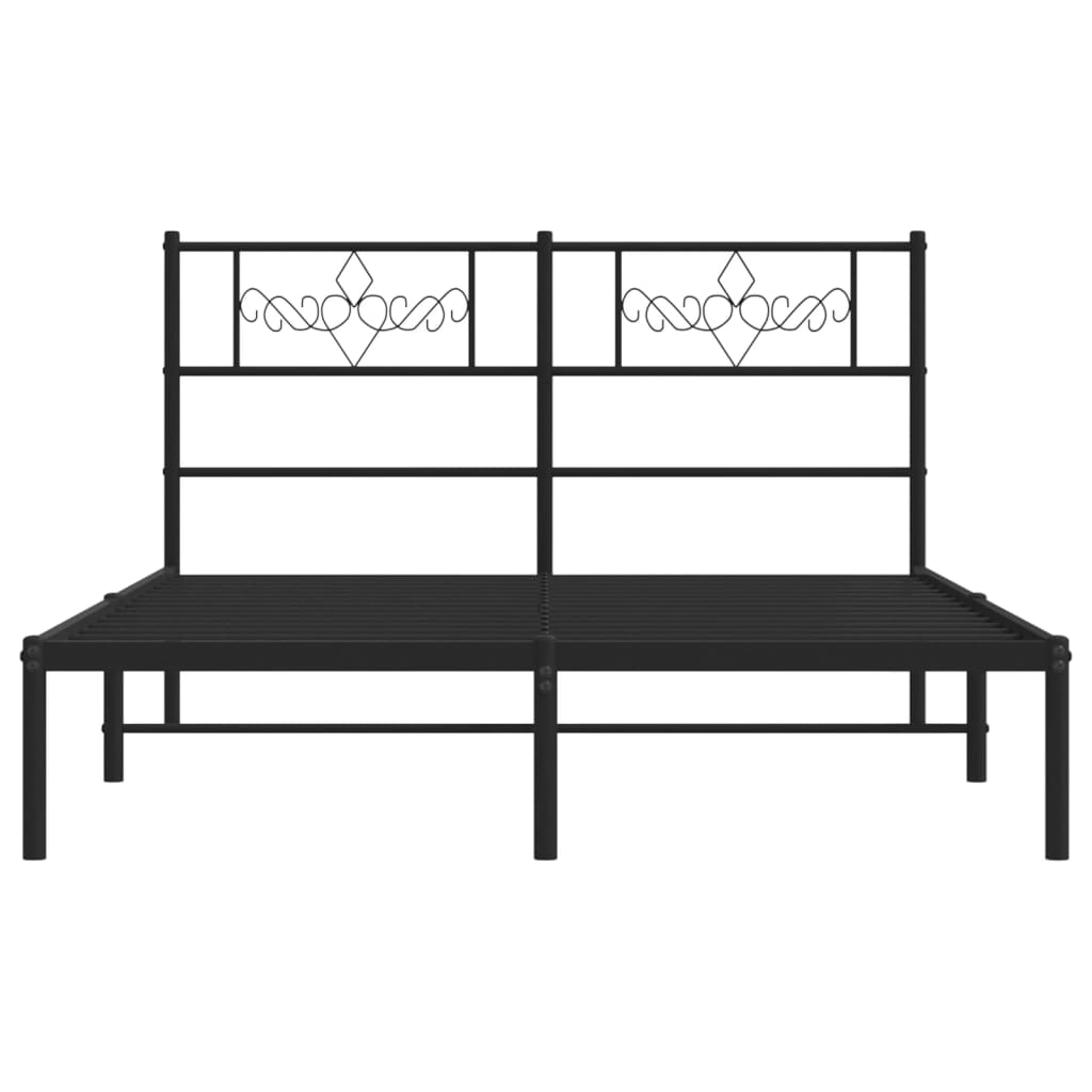 Bed frame with headboard metal black 160x200 cm