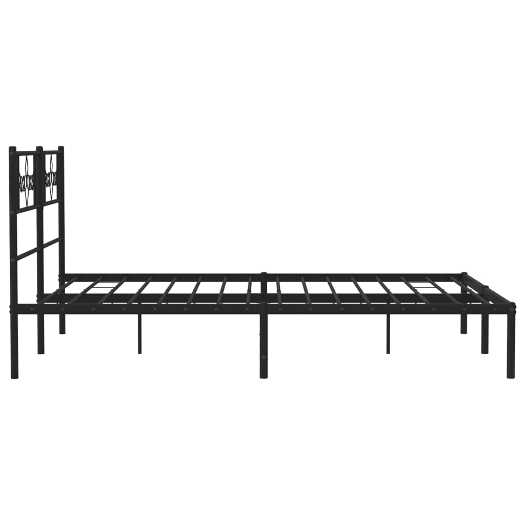 Bed frame with headboard metal black 160x200 cm