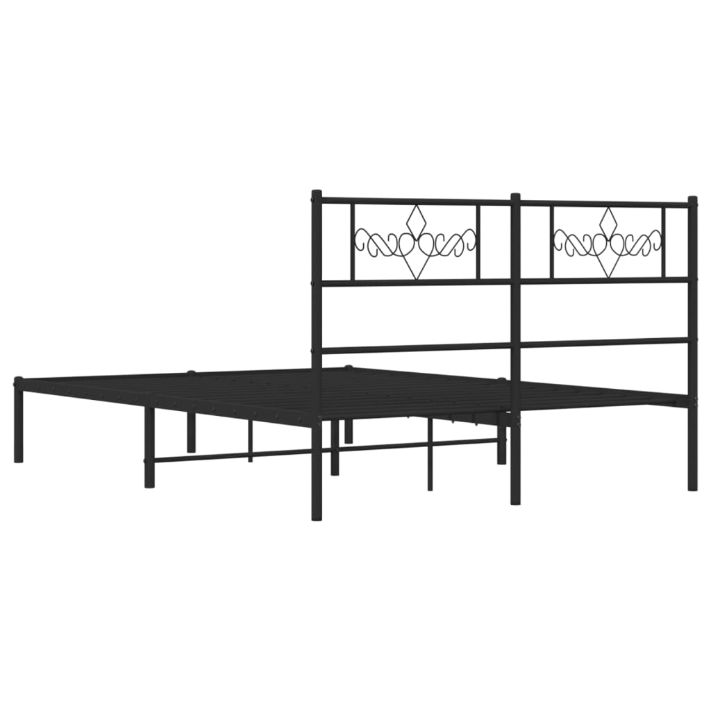 Bed frame with headboard metal black 160x200 cm