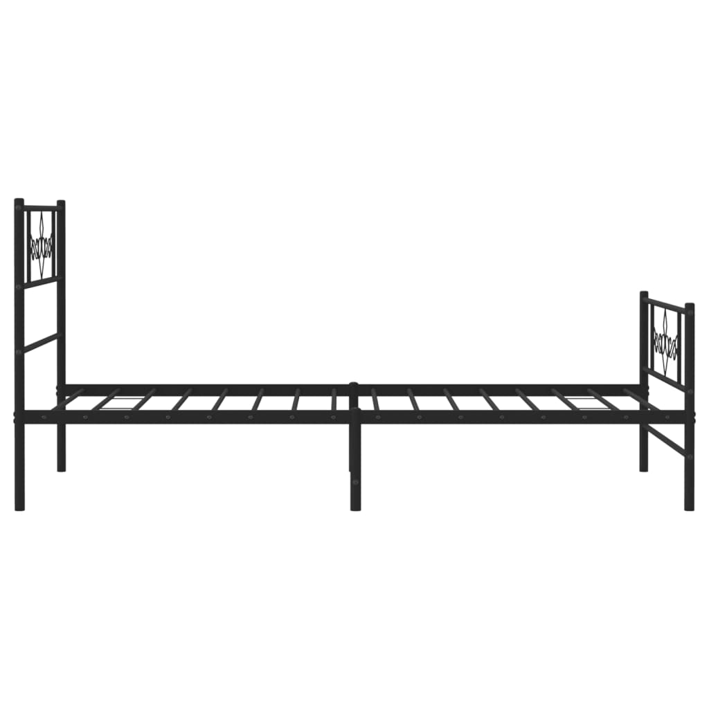 Bed frame with head and footboard metal black 90x200 cm