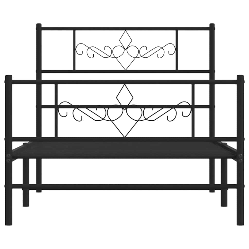 Bettgestell mit Kopf- und Fußteil Metall Schwarz 100x190 cm