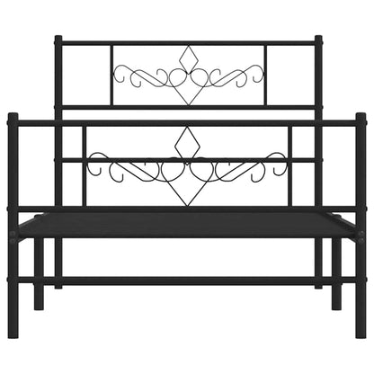 Bettgestell mit Kopf- und Fußteil Metall Schwarz 100x190 cm