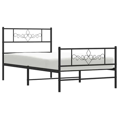 Bettgestell mit Kopf- und Fußteil Metall Schwarz 107x203 cm
