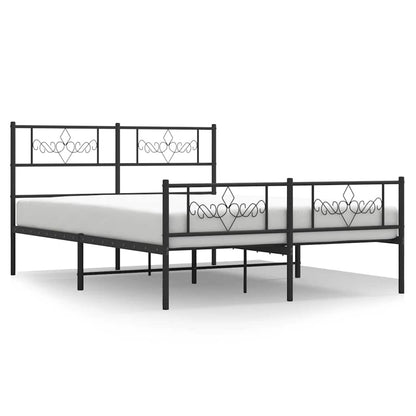 Bettgestell mit Kopf- und Fußteil Metall Schwarz 150x200 cm